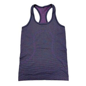 Lululemon sz 6 Swiftly Tech Run Racerback Black purple Striped Tank Top Arhletic